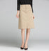 Polyester Elastic High Waisted Pencil Skirt Stretch Bodycon Below Knee Skirt